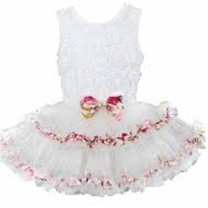 Popatu, Spring Flower Petti baby girl's 12 mo. "pageant" dress white.
